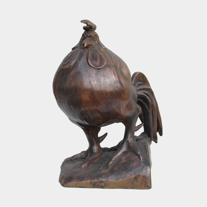sculpture Bronze Coq surveillant la nouvelle génération