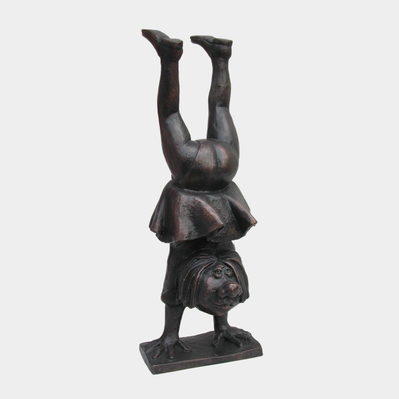 sculpture Bronze Little girl doing handstand