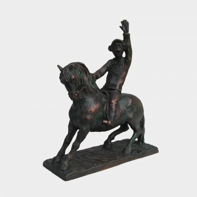 Sculpture Bronze Cavalier stoppant sa monture