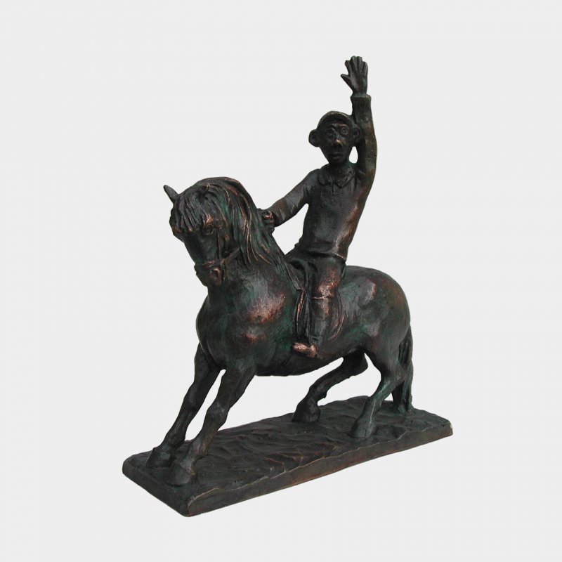 sculpture Bronze Cavalier stoppant sa monture