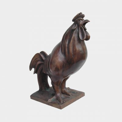 Sculpture Bronze Singing Rooster