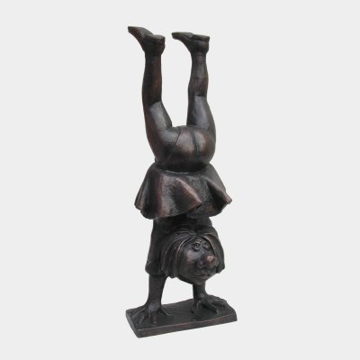 Sculpture Bronze Little girl doing handstand